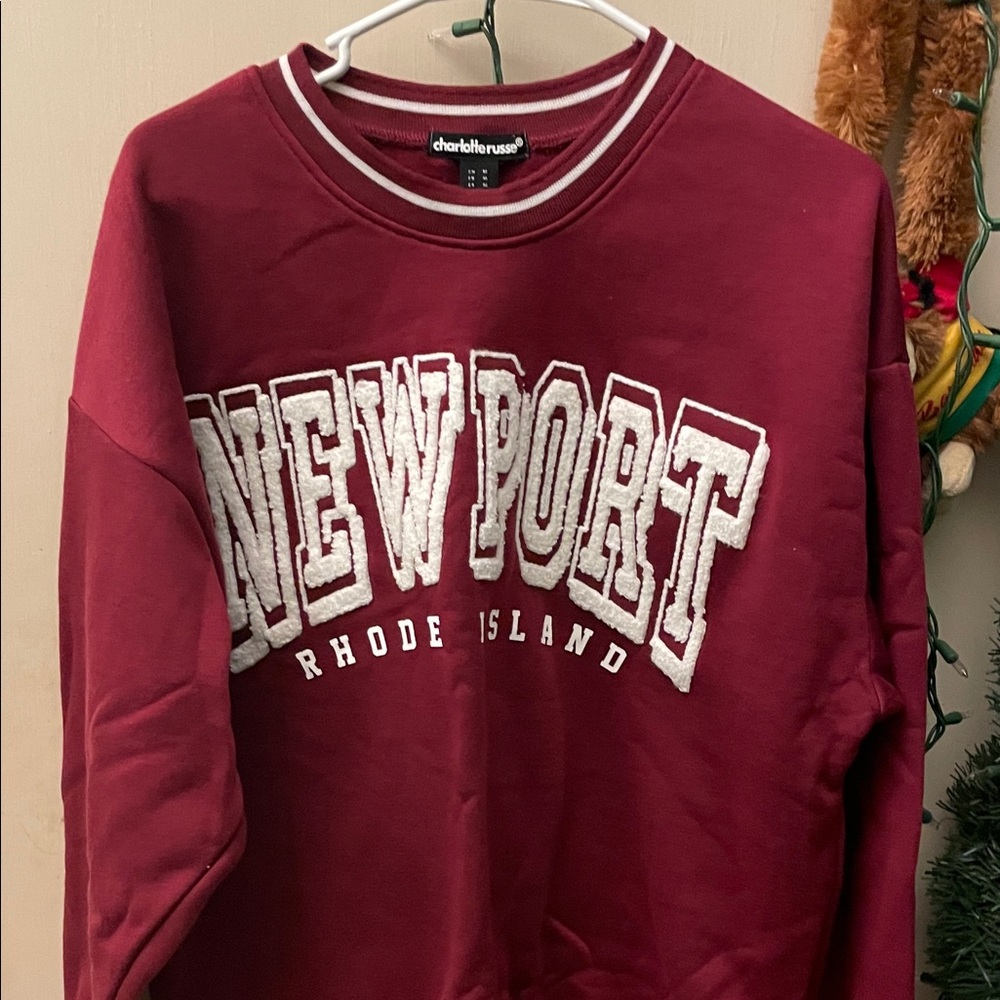 Charlotte Russe Men's Burgundy Crewneck Sweater
